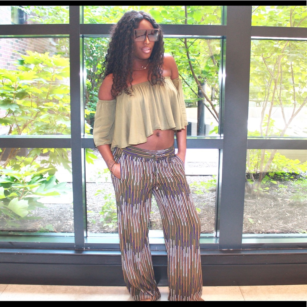 Olive Green Off The Shoulder Top
